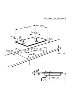 Pliidiplaat electrolux, 5 x gaas, 75 cm, must-foto2