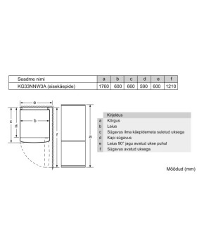 Külmik bosch, 176 cm, 192/87 l, 42 db, elektrooniline juhtimine, nofrost, valge-foto3