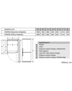 Külmik bosch, 186 cm, 219/110 l, 42 db, elektrooniline juhtimine, no-frost, rv teras-foto3