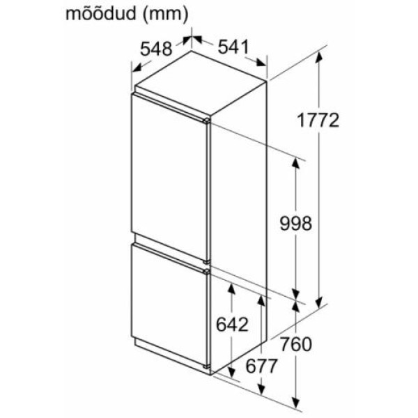 Külmik neff, integreeritav, 177 cm, 184/76 l, 35 db, nofrost
