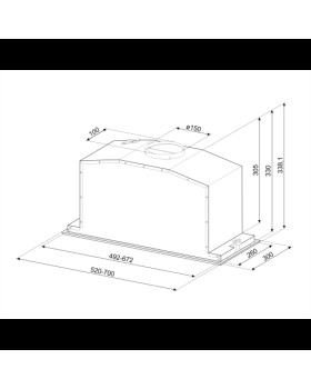 Õhupuhastaja smeg, integreeritav, 52 cm, 720 m3/h, 71 db, rv teras-foto3
