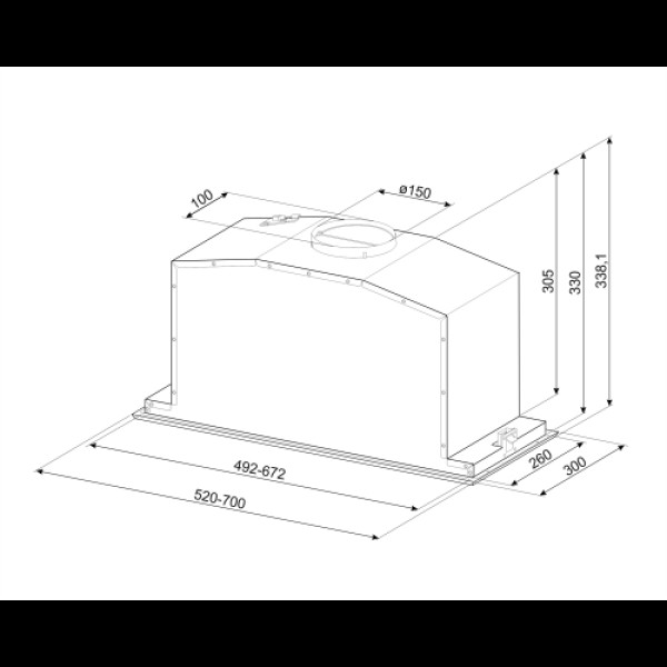 Õhupuhastaja smeg, integreeritav, 52 cm, 720 m3/h, 71 db, rv teras Kodumasinad