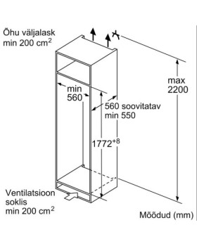 Külmik bosch, integreeritav, 178 cm, 246/34 l, 34 db, elektrooniline juhtimine-foto5