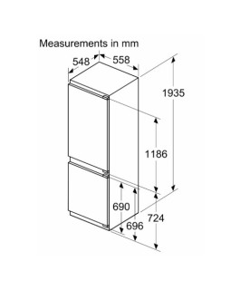 Külmik bosch, integreeritav, 193,5 cm, 215/75 l, 34 db, nofrost, elektrooniline juhtimine, valge-foto5
