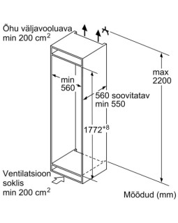 Külmik bosch, integreeritav, 177,2 cm, 183/84 l, 35 db, lowfrost, elektrooniline juhtimine, valge-foto6