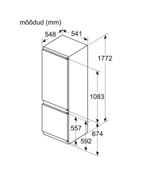 Külmik bosch, integreeritav, 177,2 cm, 200/70 l, 35 db, lowfrost, elektrooniline juhtimine, valge-foto5