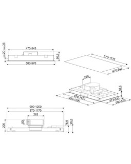 Õhupuhastaja smeg, 90cm, 610 m3/h, 64db, roostevaba teras-foto3