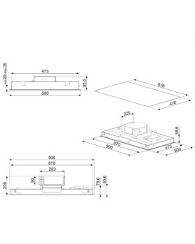 Õhupuhastaja smeg, 90cm, 610 m3/h, 62db, matt valge-foto2