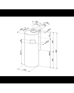 Õhupuhastaja smeg, seina, 37 cm, 660 m3/h, 67 db, rv teras-foto3