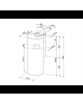 Õhupuhastaja smeg, seina, 37 cm, 660 m3/h, 67 db, rv teras-foto3