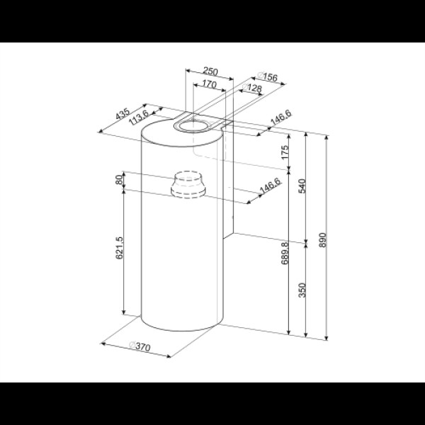 Õhupuhastaja smeg, seina, 37 cm, 660 m3/h, 67 db, rv teras Kodumasinad