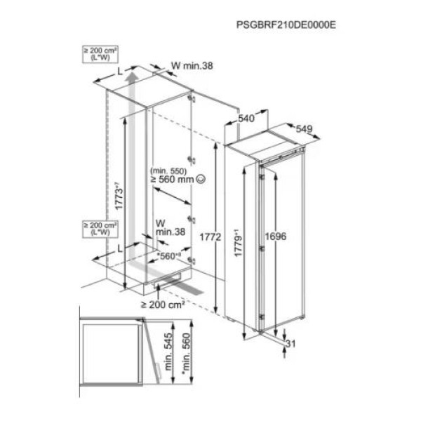 Jahekapp electrolux, integreeritav, 177 cm, 310 l, 32 db, valge