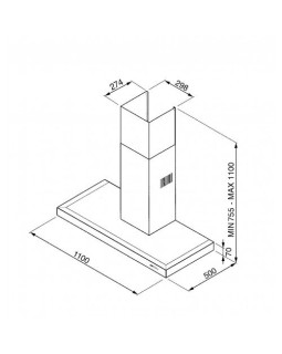 Õhupuhastaja smeg, seina, 110 cm, must, 702 m3/h, 64 db-foto2
