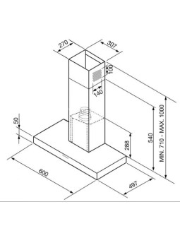 Õhupuhastaja smeg, seina, 60 cm, 777 m3/h, 63 db, rv teras/must-foto2