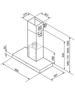 Õhupuhastaja smeg linea, seina, 90 cm, rv teras/valge klaas-foto2