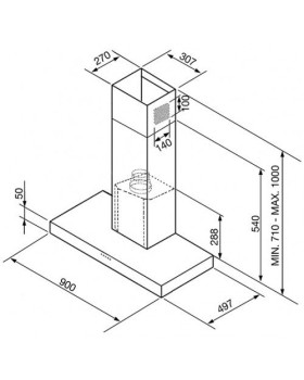 Õhupuhastaja smeg linea, seina, 90 cm, rv teras/valge klaas-foto2