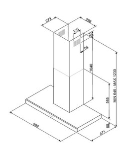 Õhupuhastaja smeg, seina, 90 cm, 570 m3/h, rv teras-foto2