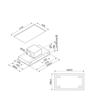 Õhupuhastaja smeg, lakke integreeritav, 120 cm, 798 m3/h, 66 db, matt valge-foto2