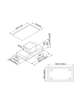 Õhupuhastaja smeg, lakke integreeritav, 90 cm, 798 m3/h, 66 db, matt valge-foto2