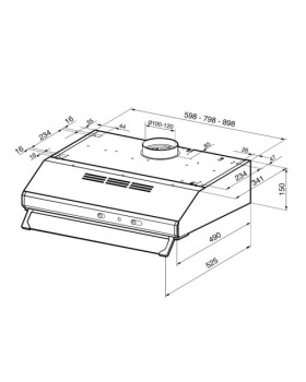 Õhupuhastaja smeg, integreeritav, 60 cm, 285 m3/h, 69 db, rv-teras-foto2