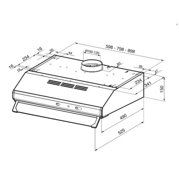 Õhupuhastaja smeg, integreeritav, 60 cm, 285 m3/h, 69 db, must Kodumasinad