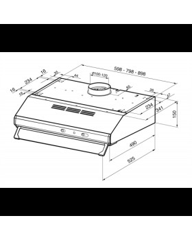 Õhupuhastaja smeg, integreeritav, 60 cm, 285 m3/h, 69 db, rv teras-foto2