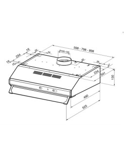 Õhupuhastaja smeg, integreeritav, 80 cm, 285 m3/h, 69 db, rv-teras-foto2