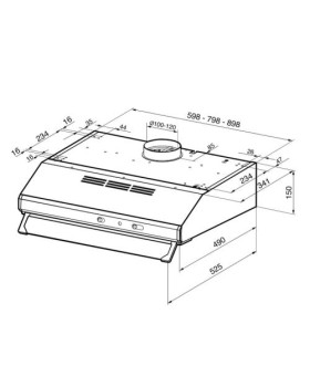 Õhupuhastaja smeg, integreeritav, 90 cm, 305 m3/h, 72 db, rv-teras-foto2
