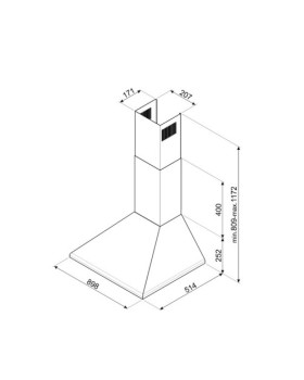 Õhupuhastaja smeg, seina, 90cm, rv teras, 588m3/h, 65db-foto2