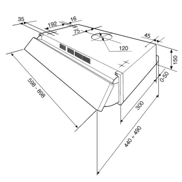 Õhupuhastaja smeg, integreeritav, 90 cm, 235 m3/h, 68 db, must Kodumasinad