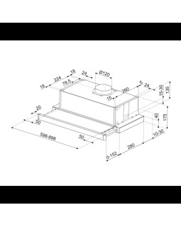 Õhupuhastaja smeg, integreeritav, teleskoop, 60 cm, 310 m3/h, 67 db, rv teras-foto2