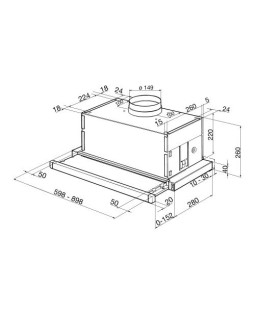 Õhupuhastaja smeg, integreeritav, teleskoop, 60 cm, rv esipaneel, 580m3/h, 68 db-foto2