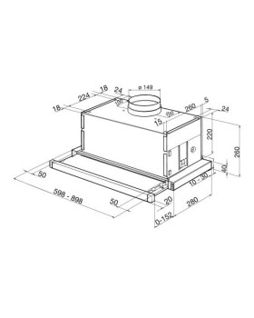 Õhupuhastaja smeg, integreeritav, teleskoop, 60 cm, rv esipaneel, 580m3/h, 68 db-foto2