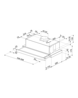 Õhupuhastaja smeg, integreeritav, teleskoop, 90 cm, 315 m3/h, 67 db, rv teras-foto2