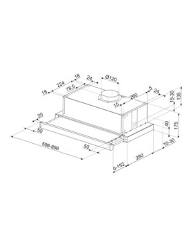 Õhupuhastaja smeg, integreeritav, teleskoop, 90 cm, 315 m3/h, 67 db, rv teras-foto2