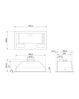 Õhupuhastaja smeg, integreeritav, 54 cm, 368 m3/h, 67 db, hõbedane-foto3