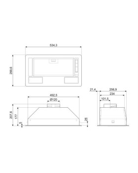 Õhupuhastaja smeg, integreeritav, 54 cm, 368 m3/h, 67 db, hõbedane-foto3