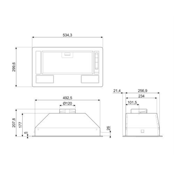 Õhupuhastaja smeg, integreeritav, 54 cm, 368 m3/h, 67 db, hõbedane Kodumasinad