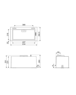Õhupuhastaja smeg, integreeritav, 52 cm, 584 m3/h, 63 db, rv-teras-foto2