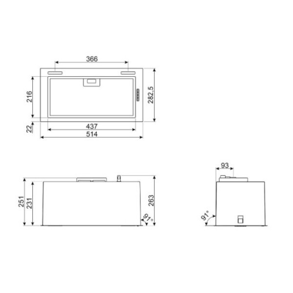 Õhupuhastaja smeg, integreeritav, 52 cm, 584 m3/h, 63 db, rv-teras Kodumasinad