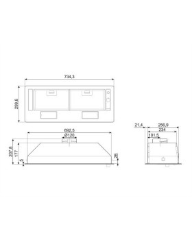 Õhupuhastaja smeg, integreeritav, 73 cm, 368 m3/h, 67 db, hõbedane-foto2