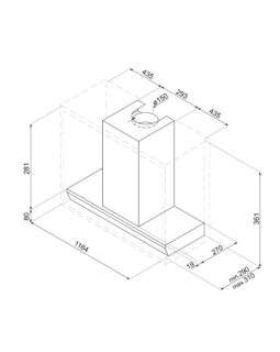 Õhupuhastaja smeg, integreeritav, 120 cm, 820 m3/h, 70 db, rv-teras-foto3