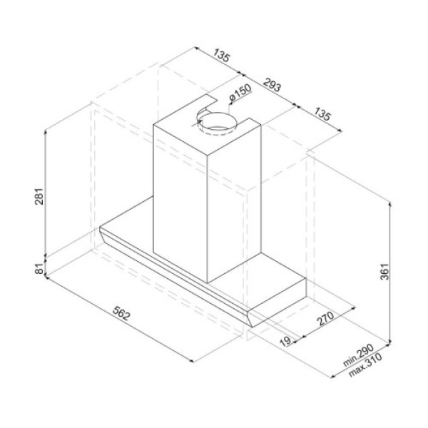 Õhupuhastaja smeg, integreeritav, 60 cm, 716 m3/h, 61 db, rv-teras Kodumasinad