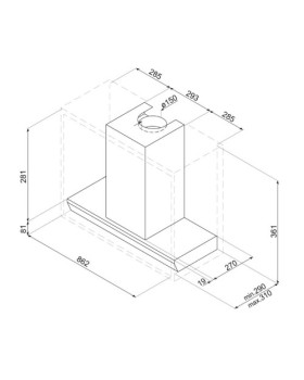 Õhupuhastaja smeg, integreeritav, 90 cm, 714 m3/h, 62 db, rv-teras-foto3
