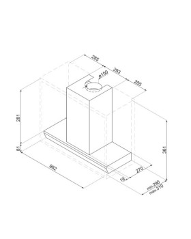 Õhupuhastaja smeg, integreeritav, 90 cm, 820 m3/h, 70 db, rv-teras-foto3