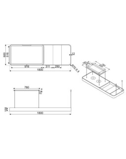 Õhupuhastaja smeg, saare, 180 cm, autovent, 650 m3/h, 73 db, rv-teras/must klaas-foto9