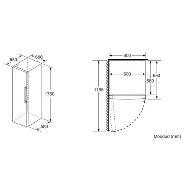 Jahekapp bosch, 176 cm, 324 l, 39 db, elektrooniline juhtimine, rv-teras