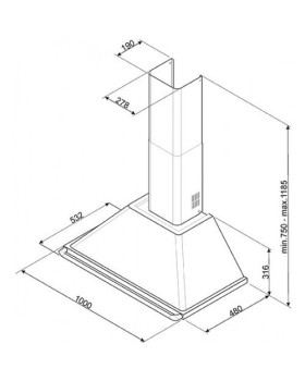 Õhupuhastaja smeg victoria, seina, 100 cm, 787 m3/h, 64 db, must-foto2
