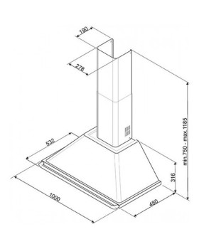 Õhupuhastaja smeg victoria, seina, 100 cm, 787 m3/h, 64 db, kreem-foto2