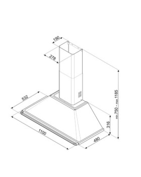 Õhupuhastaja smeg victoria, seina, 110 cm, must, 788 m3/h, 63 db-foto3